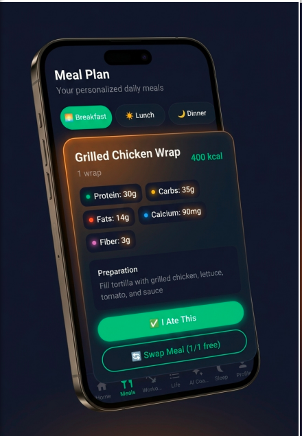 NutriPath personalized meal plan with macros